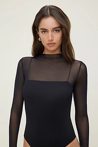 Sheer Layered Mesh Cami Bodysuit