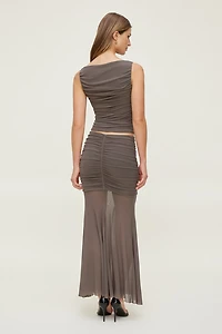 Jupe maxi froncée en maille