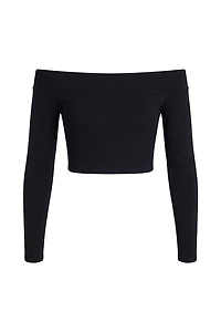 Sleek Off Shoulder Long Sleeve Top