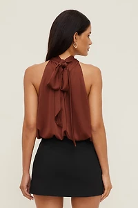 Paloma Bubble Satin Halter Blouse