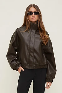 Brynn Faux Leather Bomber Jacket