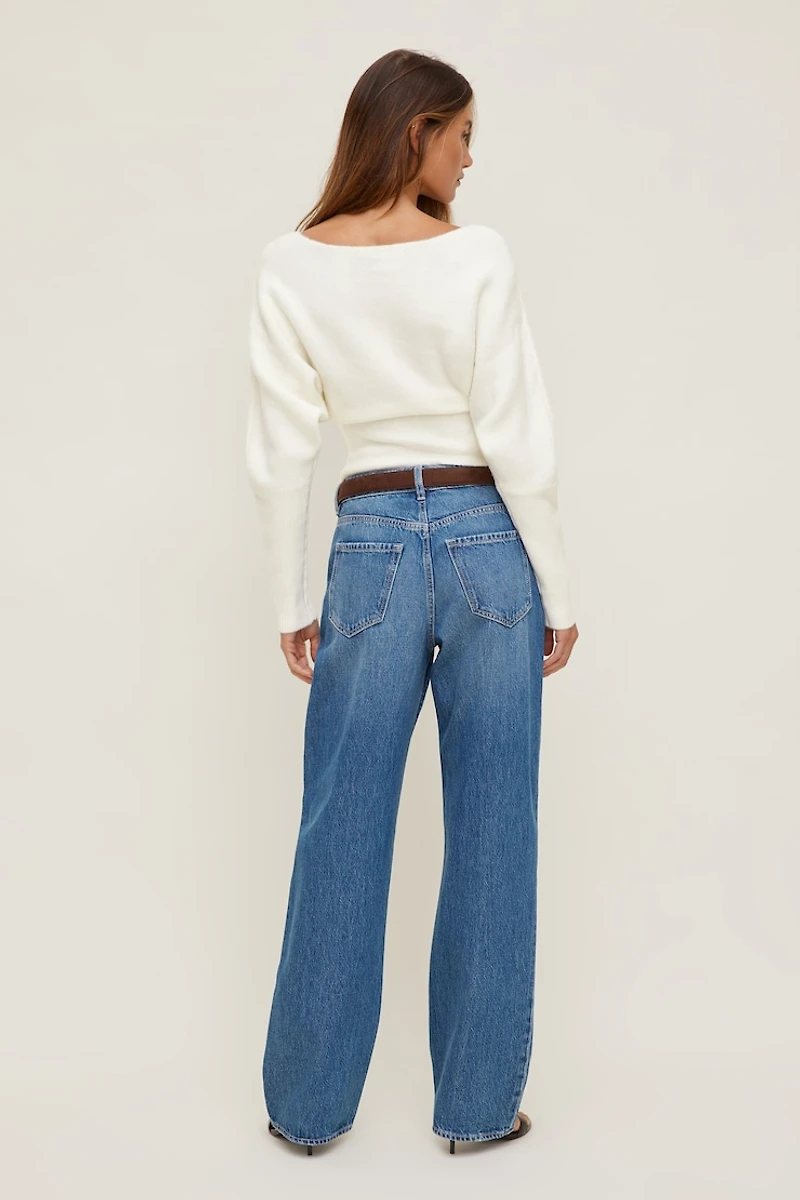 Cinched Boat Neck Sweater