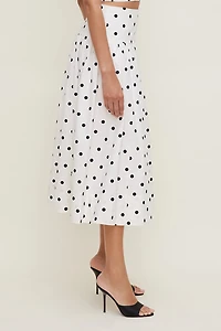 Drop Waist Poplin Midi Skirt