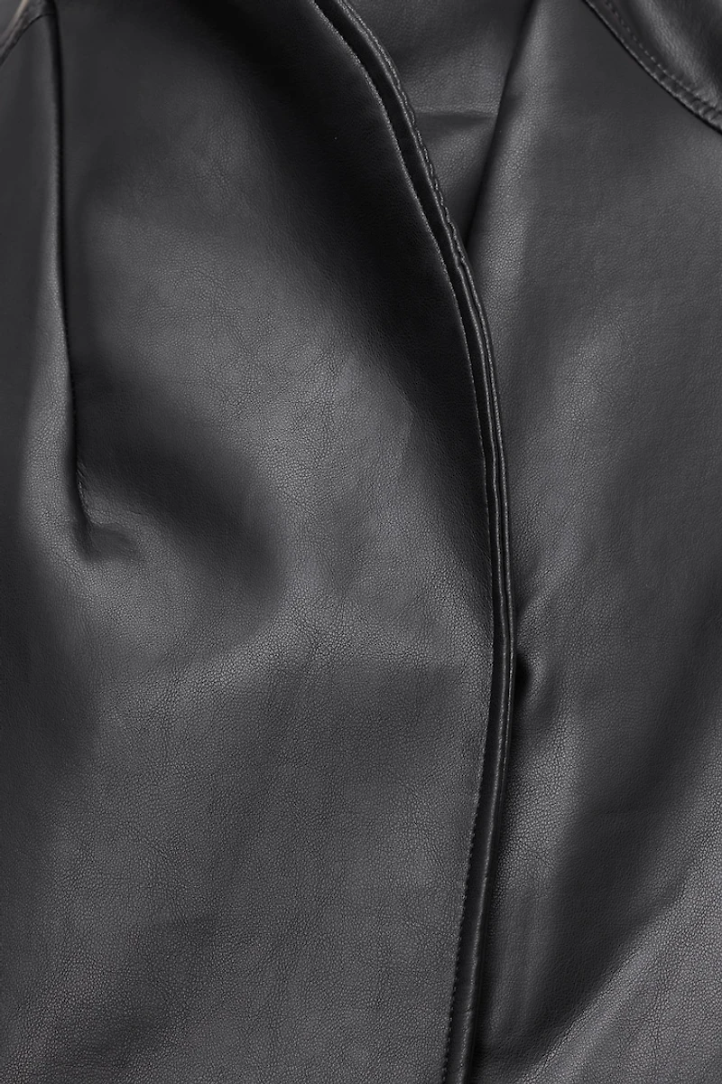 Blouson aviateur croisé en faux cuir