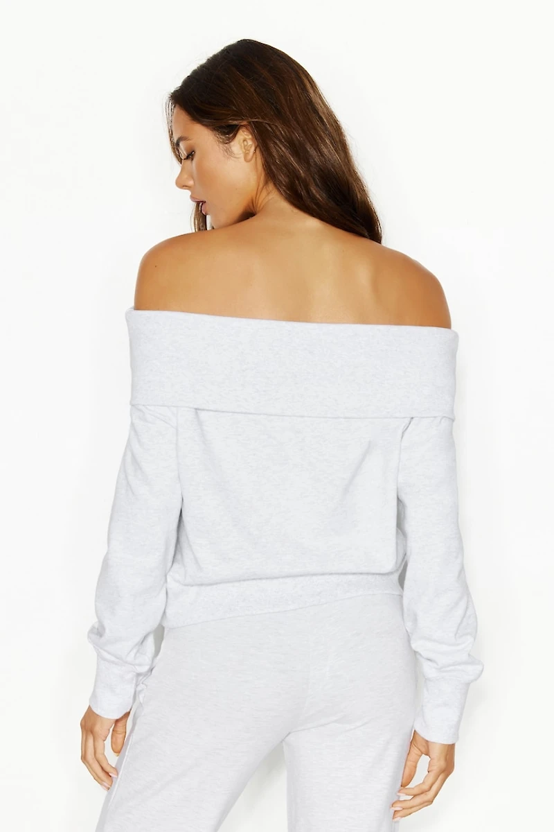 SoftTerry Foldover Off Shoulder Sweatshirt