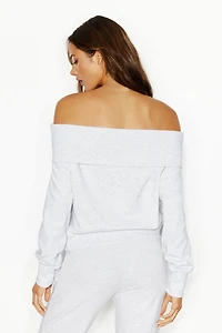 SoftTerry Foldover Off Shoulder Sweatshirt