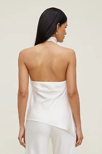 Blouse licou asymétrique en satin