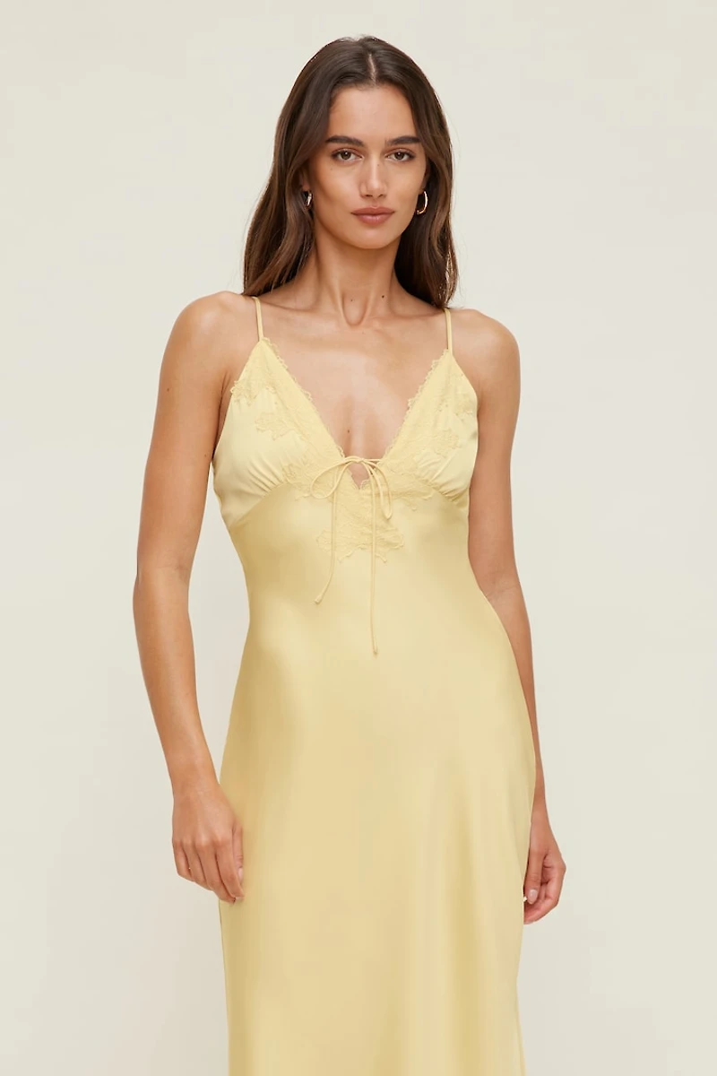 Lace Satin Maxi Dress