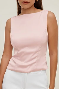 Open Back Satin Tank Top