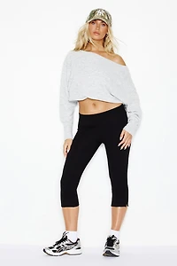Long Sleeve Spongy Relaxed Off Shoulder Sweater