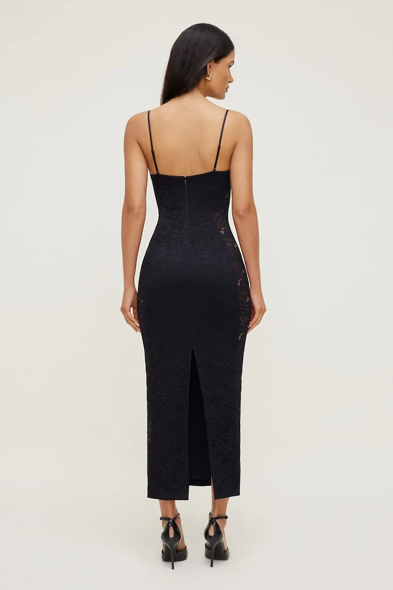 Robe maxi en dentelle diaphane sur les côtés
