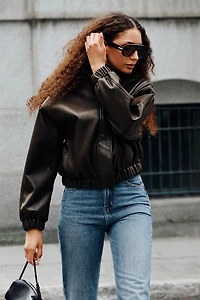 Brynn Faux Leather Bomber Jacket
