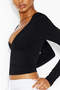 Sleek Plunge Longsleeve Top