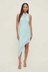 Asymmetric Satin Maxi Dress
