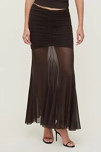Jupe maxi froncée en maille