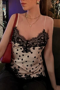 Cassie Asymmetric Lace Satin Cami