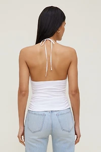 Haut à col licou en popeline