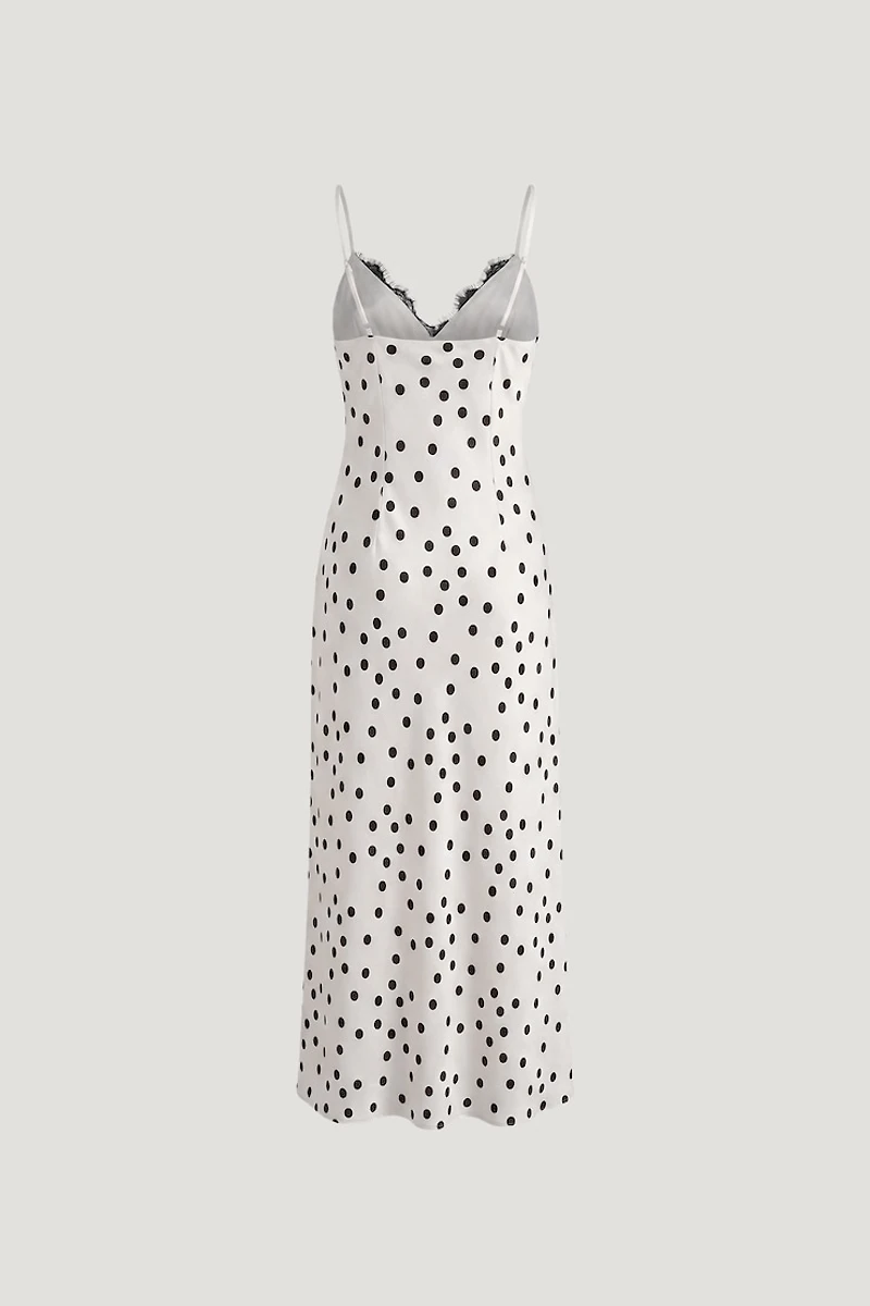 Lace Trim Satin Midi Dress