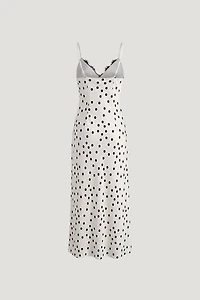 Lace Trim Satin Midi Dress