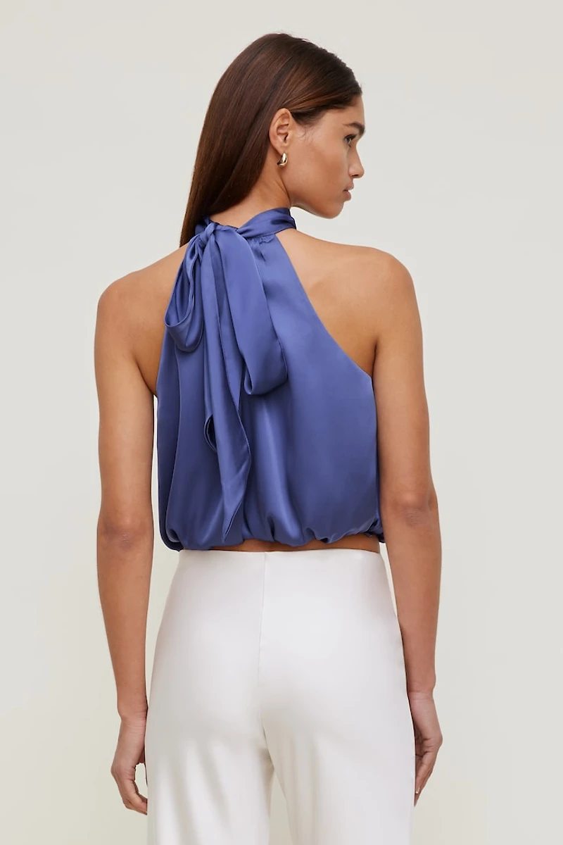 Paloma Bubble Satin Halter Blouse