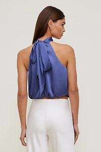 Paloma Bubble Satin Halter Blouse
