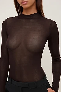 Sheer Mock Neck Sweater