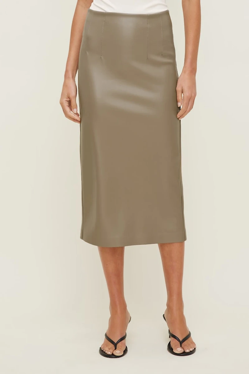 Shiloh Faux Leather Midi Skirt