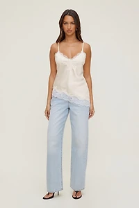 Cassie Asymmetric Lace Satin Cami