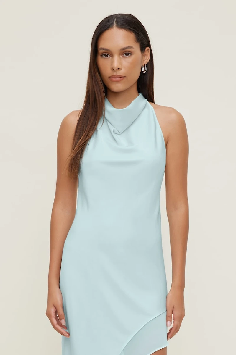Asymmetric Satin Maxi Dress