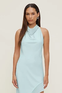 Asymmetric Satin Maxi Dress