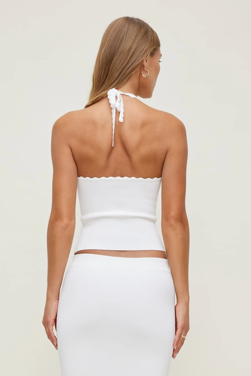 Scallop Trim Sweater Halter Top