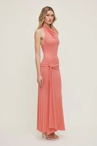Scarlet Draped Mesh Maxi Dress