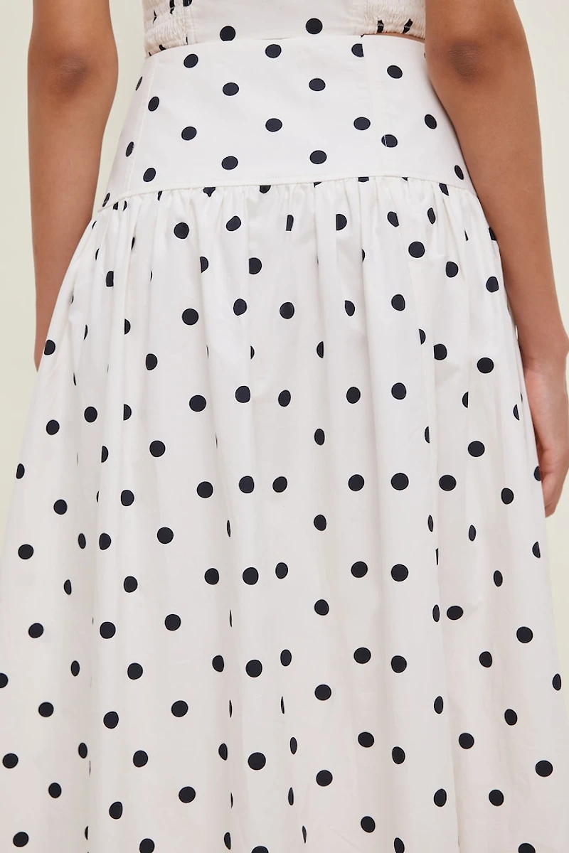 Drop Waist Poplin Midi Skirt