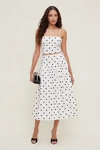 Drop Waist Poplin Midi Skirt