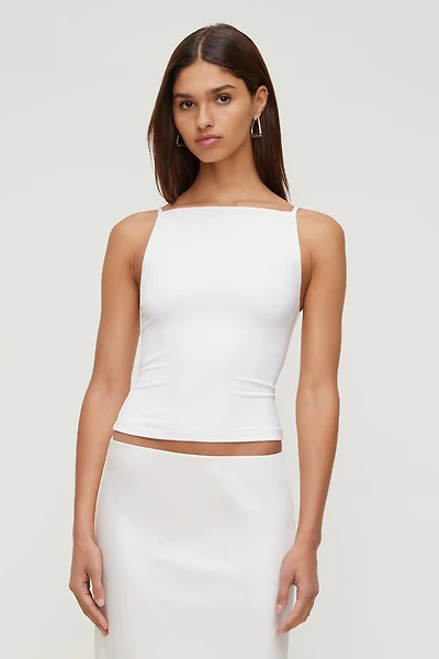 Camisole sculptante à col bateau et bretelles