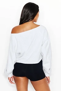 SoftTerry™ Raw-Edge Off Shoulder Sweatshirt
