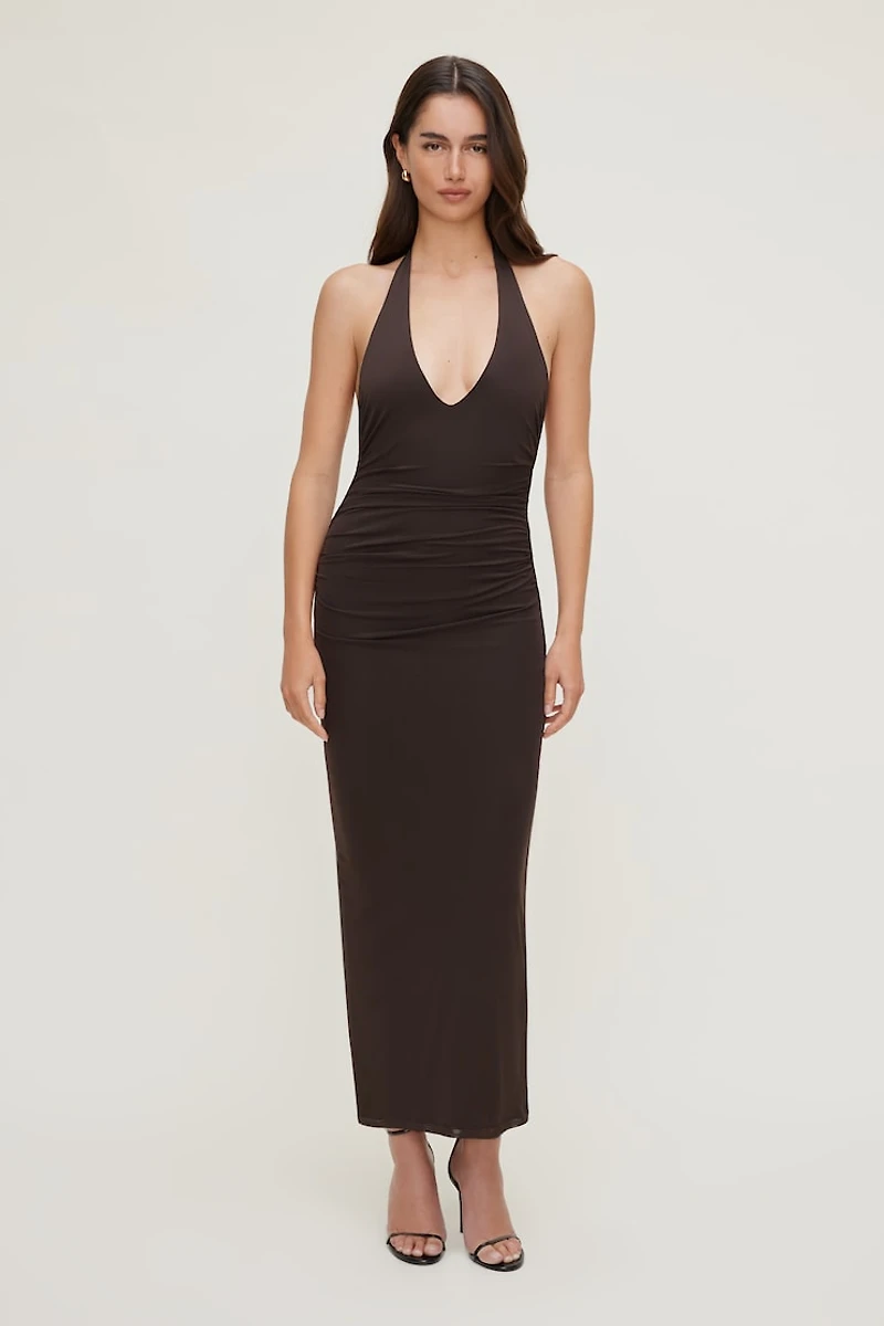 Reia Halter Mesh Maxi Dress