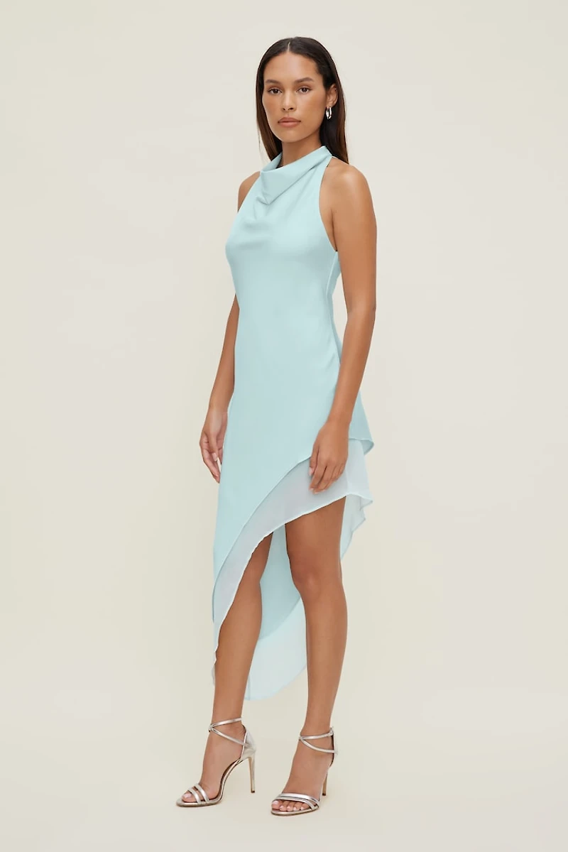 Asymmetric Satin Maxi Dress
