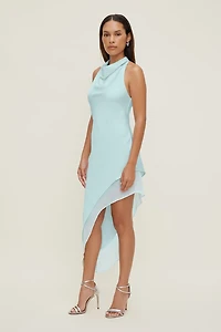 Asymmetric Satin Maxi Dress