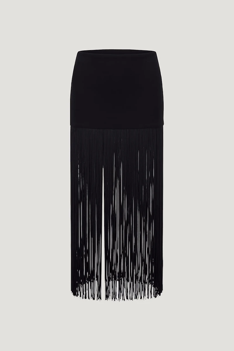 Ponte Fringe Maxi Skirt