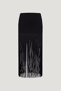 Ponte Fringe Maxi Skirt