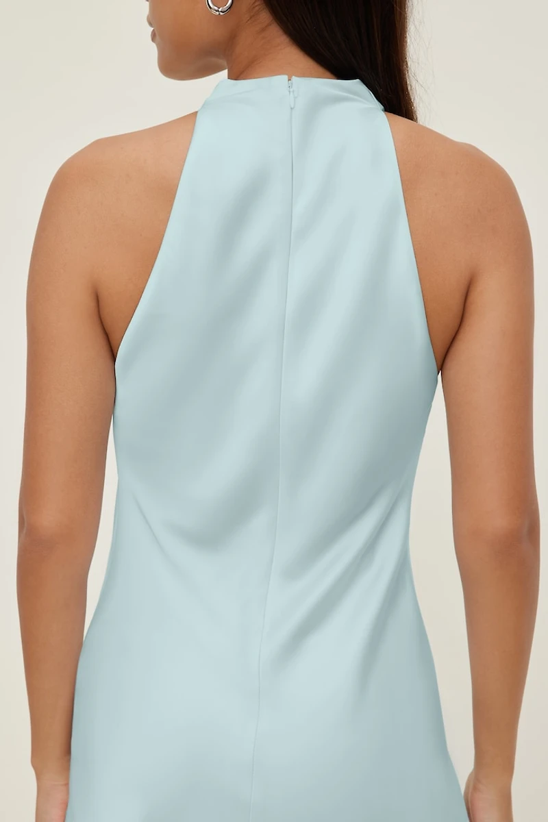 Asymmetric Satin Maxi Dress