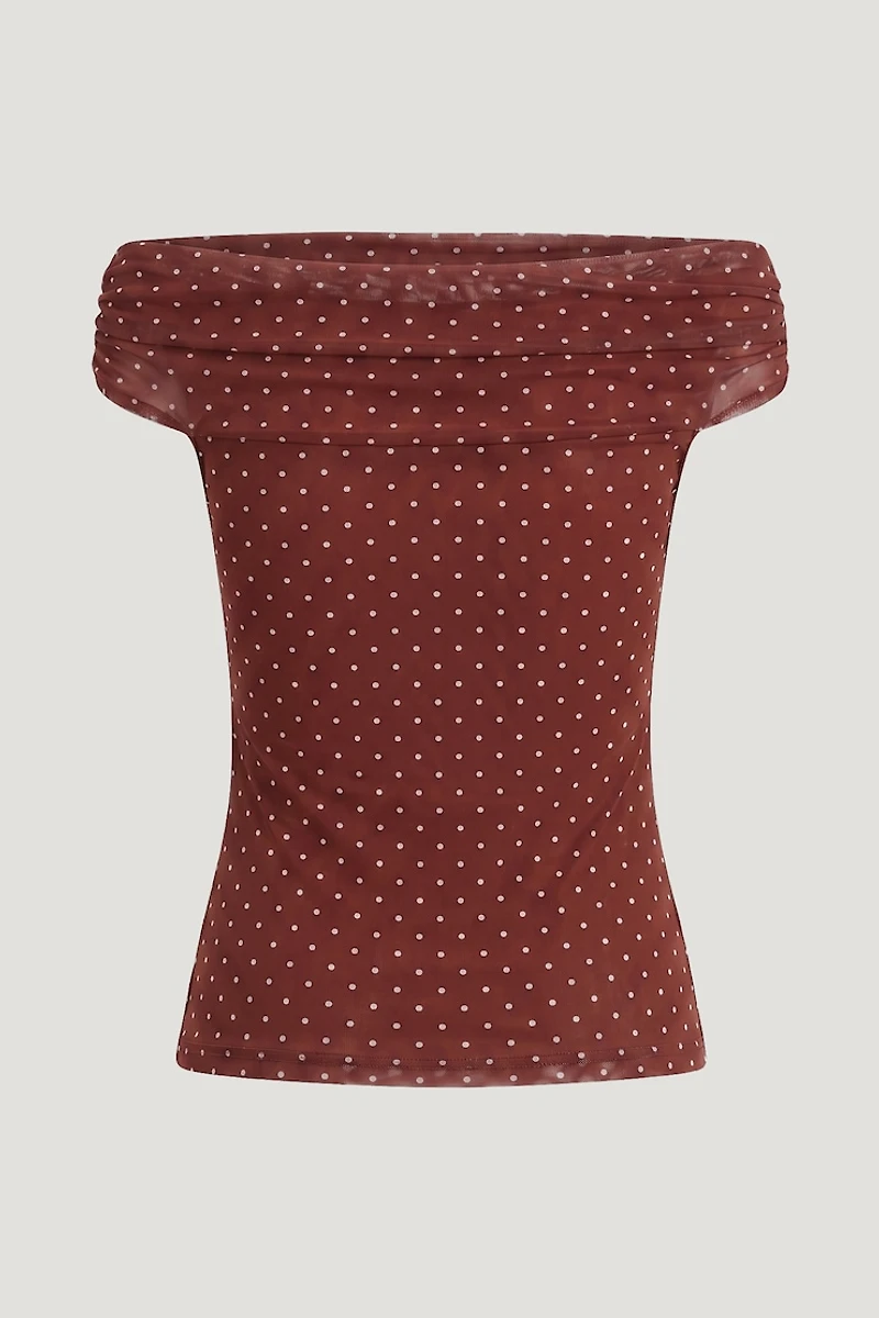 Off Shoulder Mesh Top