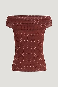 Off Shoulder Mesh Top