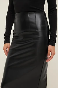 Shiloh Faux Leather Midi Skirt
