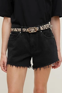 Rounded Rectangle Slim Faux Leather Belt