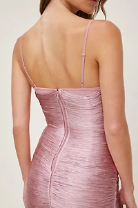 Cowl Fringe Mini Dress