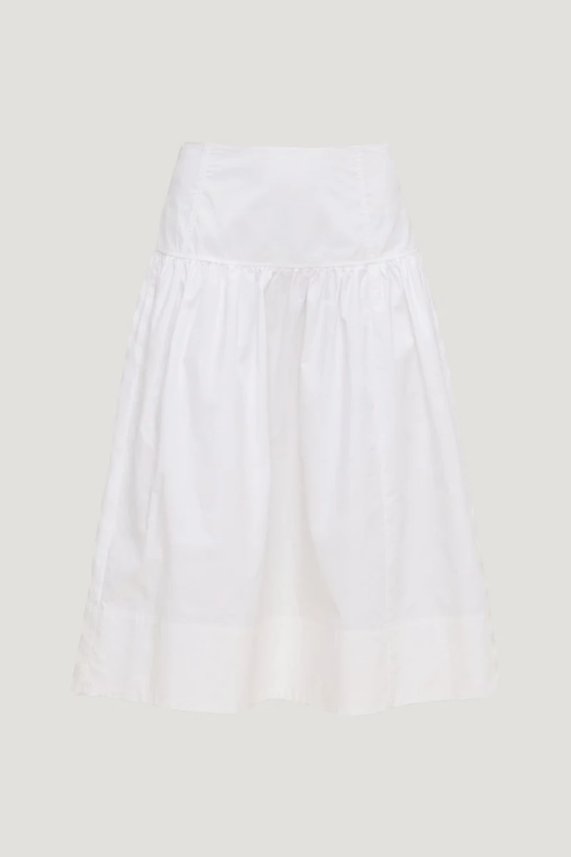 Drop Waist Poplin Midi Skirt