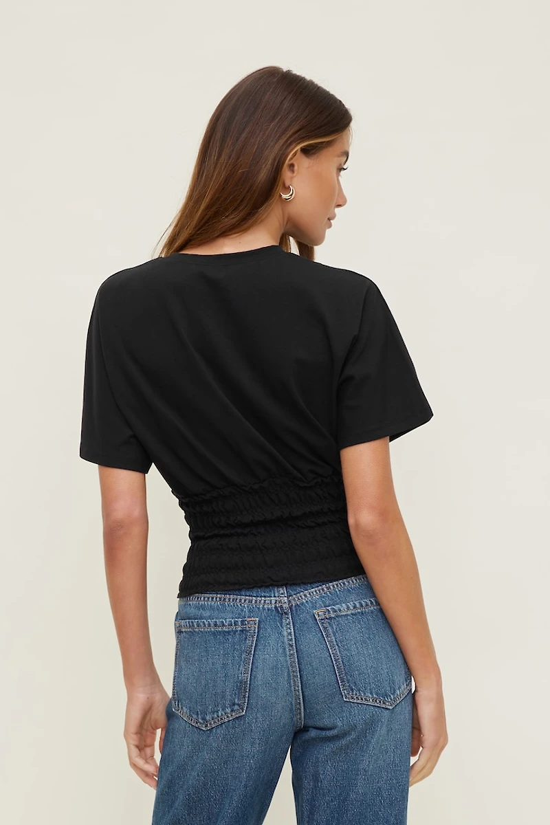Smocked Cotton Spandex T Shirt
