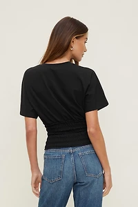 Smocked Cotton Spandex T Shirt